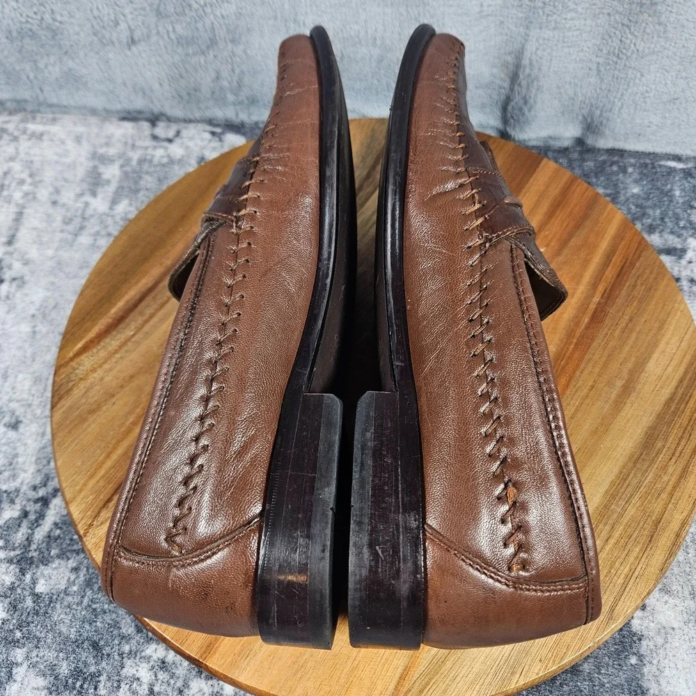 Florsheim Pisa Tassel Loafers Mens 9 D Brown Croc Emboss Leather Slip On Shoes